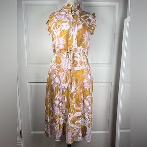 NWT Atelier New York Floral Print Midi Dress in Copper & Pink size 6
